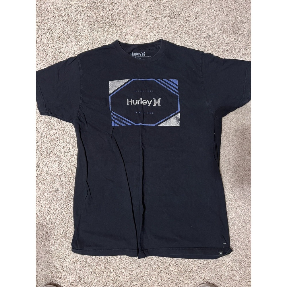 Men's Hurley Black L, 100% Cotton Crew Neck Short Sleeve T-Shirt,‎ New with Tags